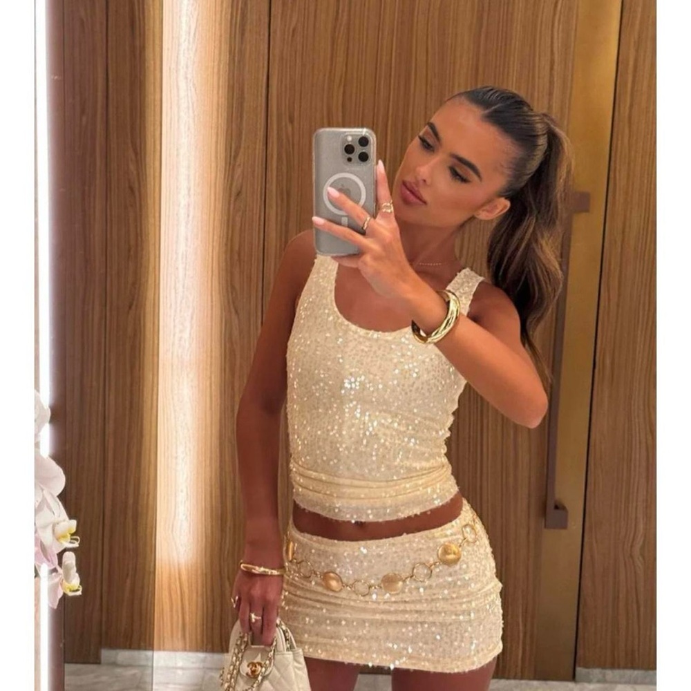 Sequin Tank Top and Skirt Set